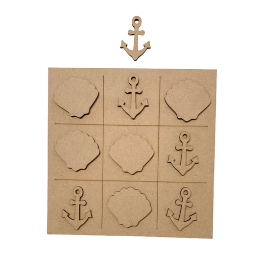 Tic Tac Toe Noughts Crosses Wood DIY Craft Nautical Beach - The Renmy Store Homewares & Gifts 