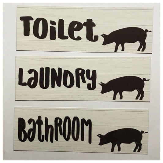 Pig Door Room Sign Toilet Laundry Bathroom