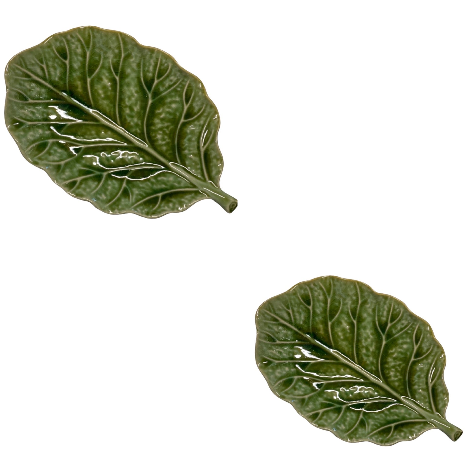 Leaf Green Ceramic Plate Set of 2 - The Renmy Store Homewares & Gifts 