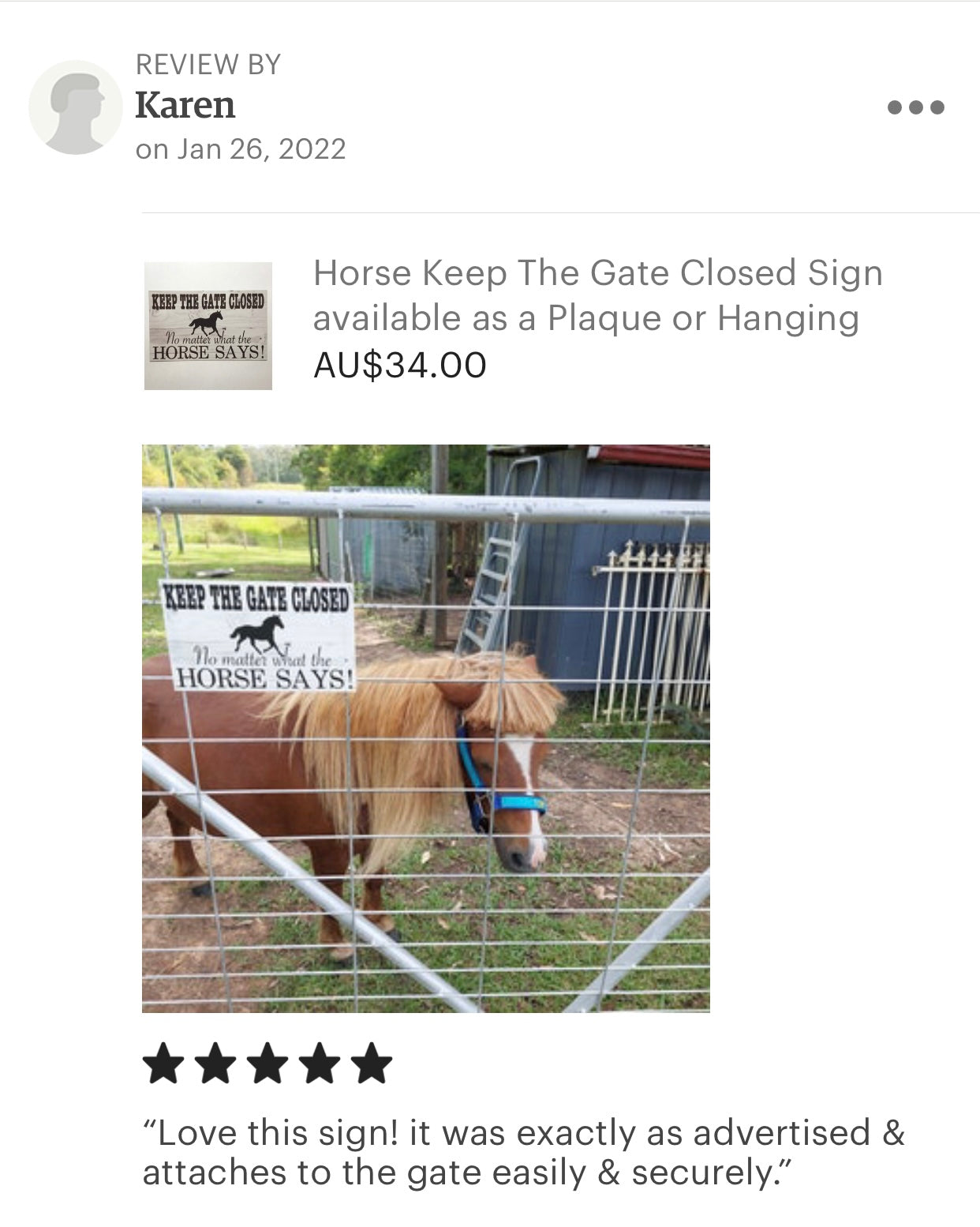 Horse Keep The Gate Closed Sign - The Renmy Store Homewares & Gifts 