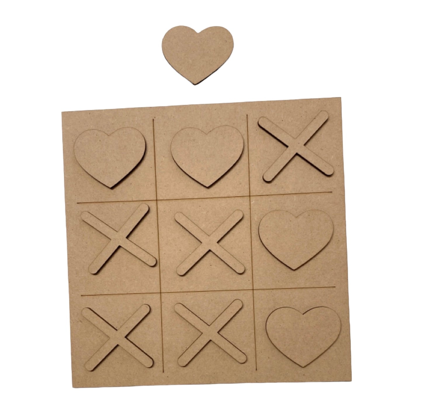 Tic Tac Toe Noughts Crosses Wood DIY Craft Hearts Kisses