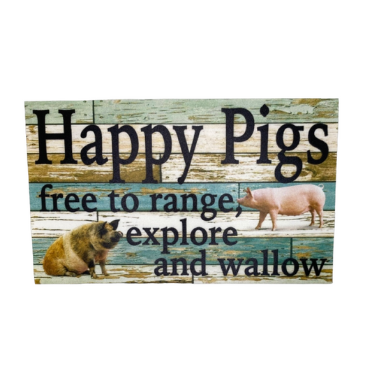 Happy Pigs Pig Free Range Farm Sign - The Renmy Store Homewares & Gifts 