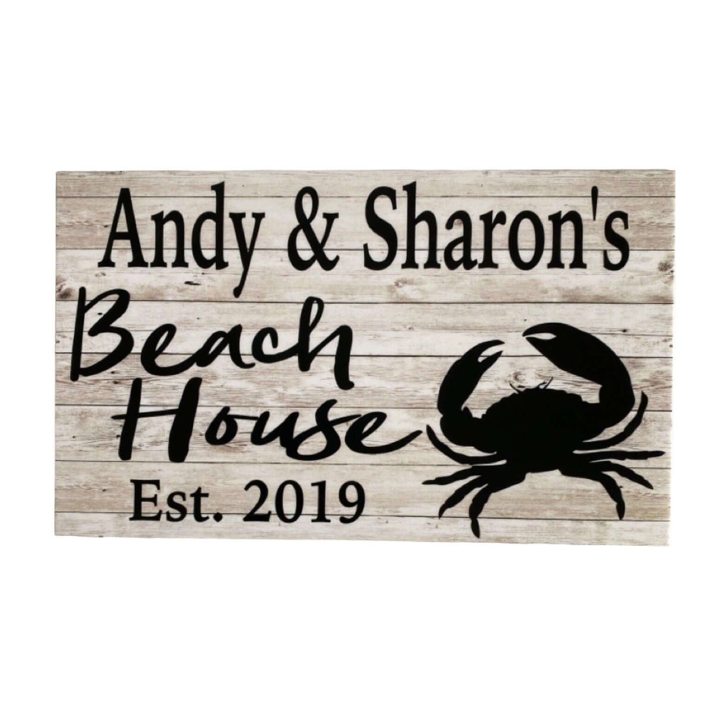 Beach House Est. Custom Name Crab Sign