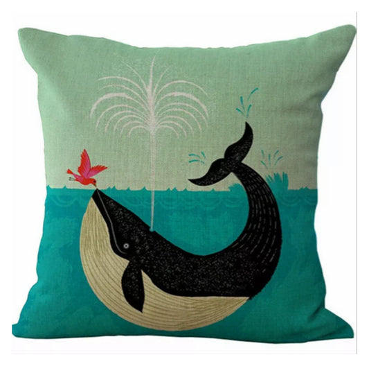 Cushion Whale with Bird - The Renmy Store Homewares & Gifts 