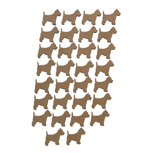 West Highland Terrier Westie Dog Set of 30 DIY Raw MDF Timber - The Renmy Store Homewares & Gifts 