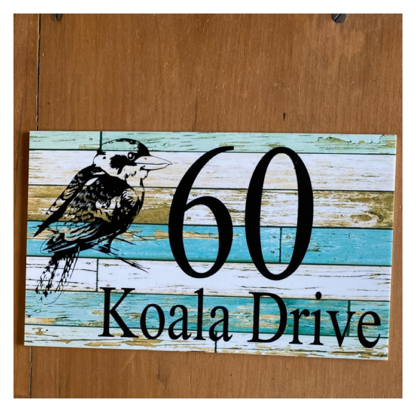 Kookaburra Bird Custom Personalised Blue Sign - The Renmy Store Homewares & Gifts 