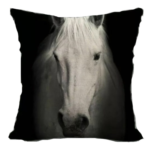 Cushion Cover Horse Snow White Country Farmhouse - The Renmy Store Homewares & Gifts 