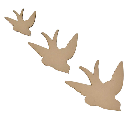 Bird Set of 3 Flying Birds MDF Shape DIY Raw Cut Out Art Craft Decor