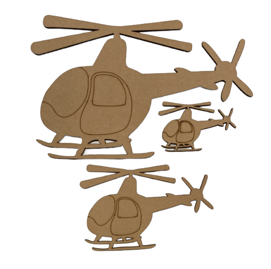 Helicopter Set MDF Wooden DIY Craft - The Renmy Store Homewares & Gifts 