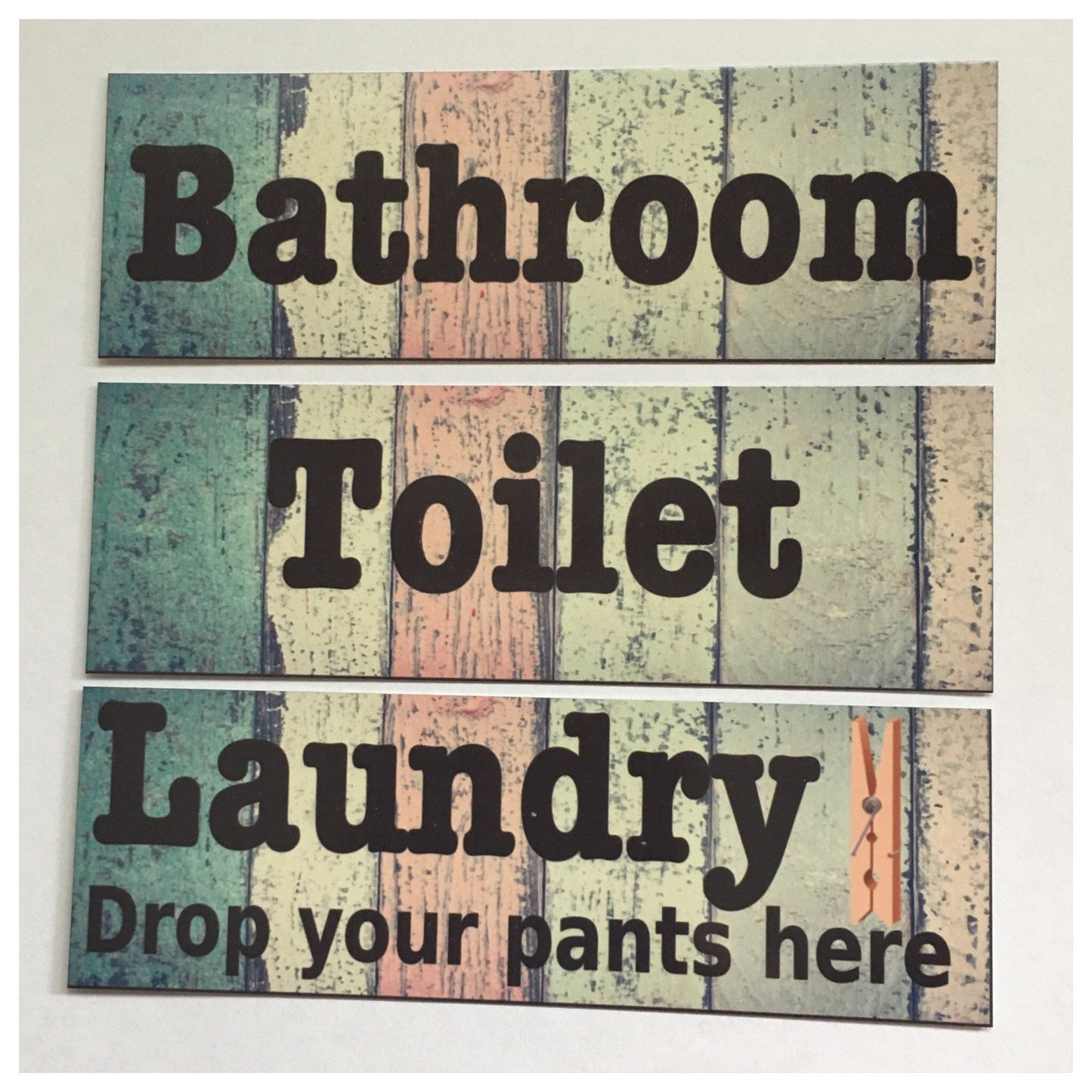 Rustic Colourful Timber Look Door Room Sign Toilet Laundry Bathroom