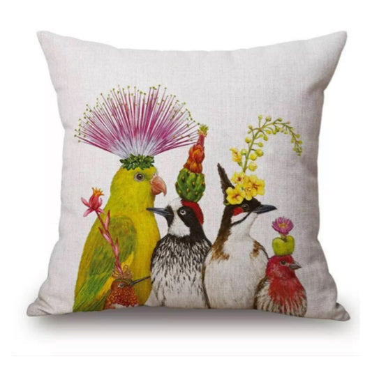 Cushion Cover Birds Bird Floral Gather Retro - The Renmy Store Homewares & Gifts 
