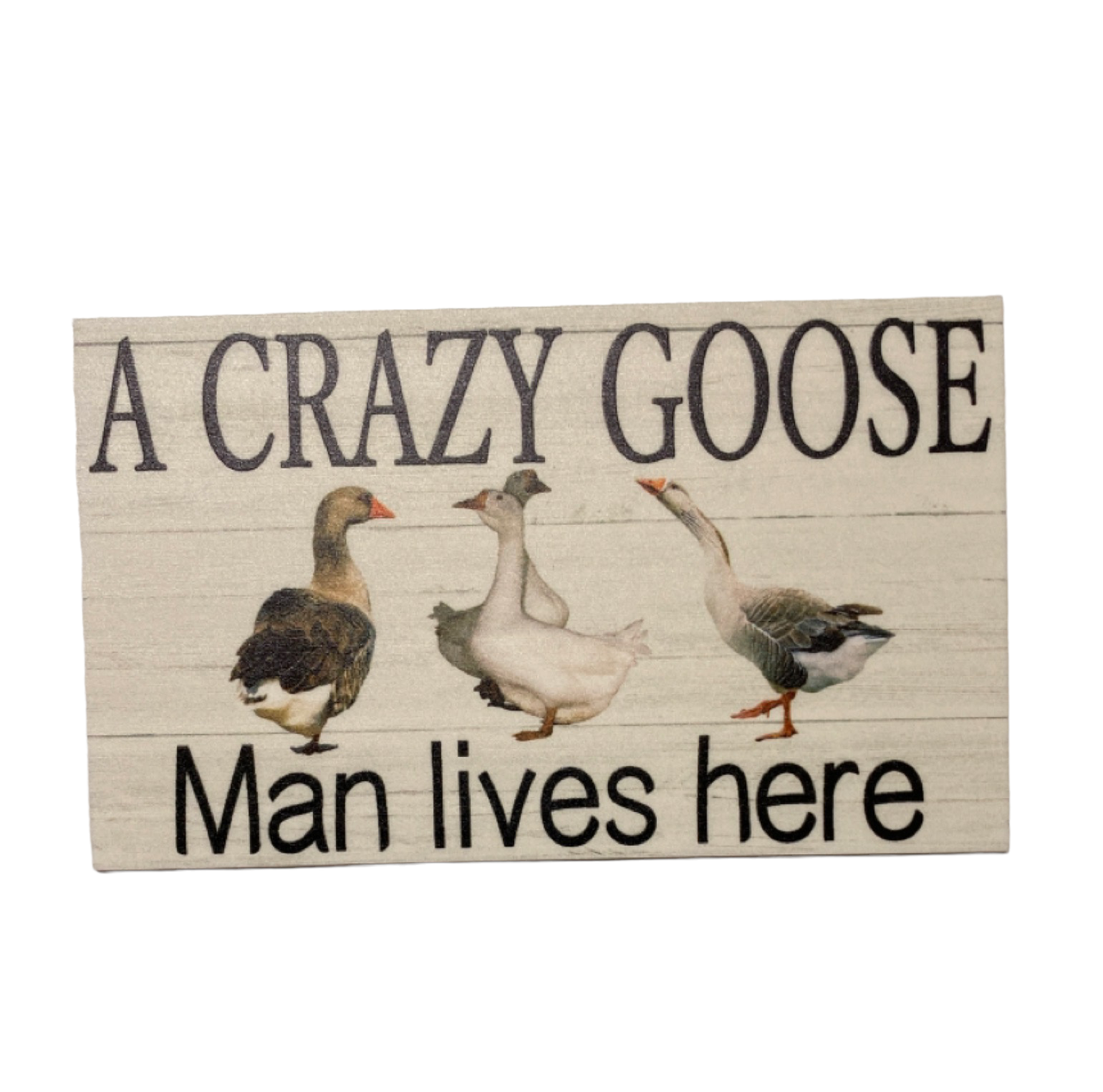 Crazy Goose Geese Man Lives Here Sign - The Renmy Store Homewares & Gifts 