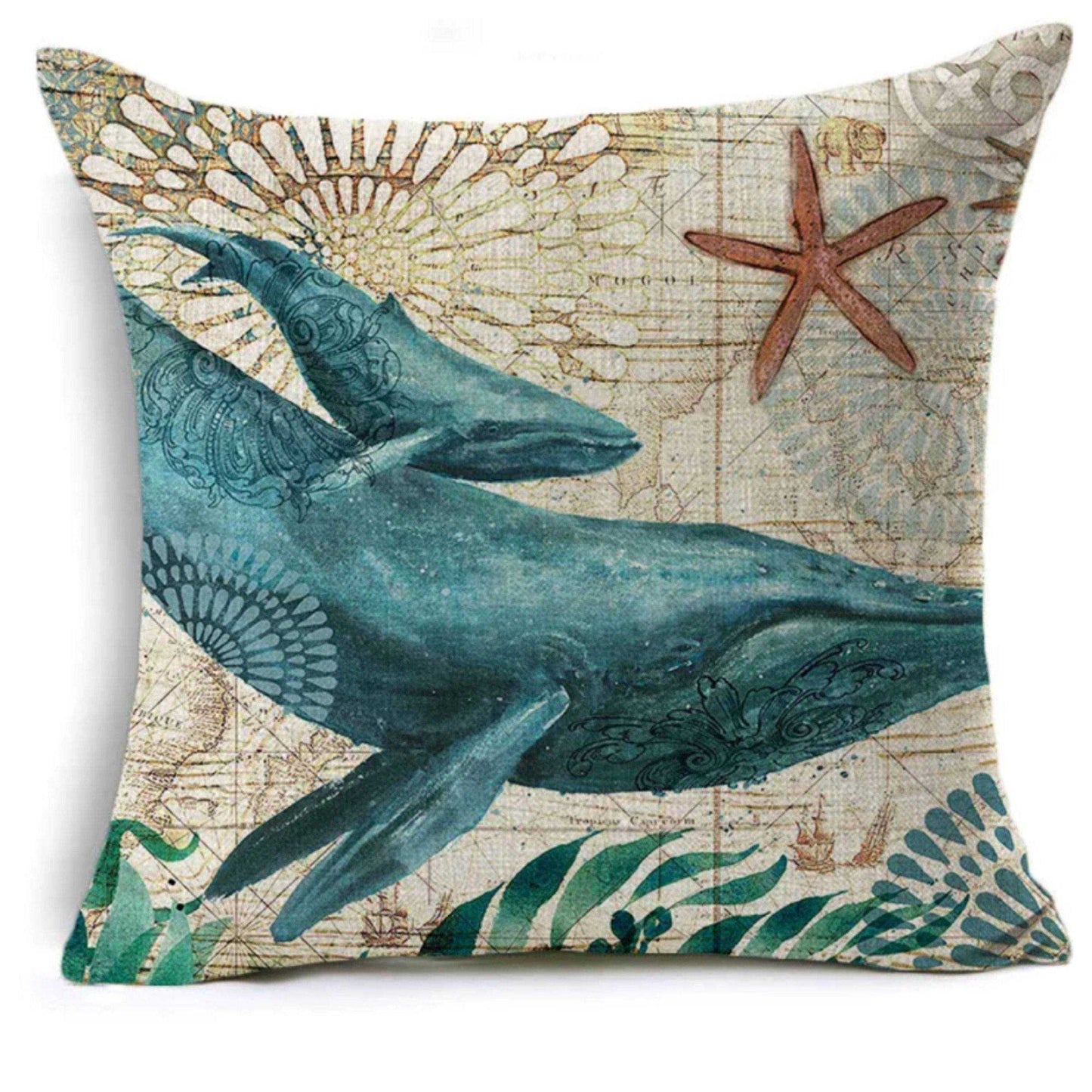 Cushion Pillow Whale Blue Beach House
