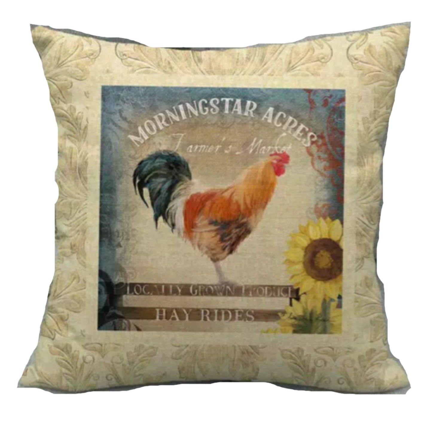 Cushion Cover Rooster Farmers Market - The Renmy Store Homewares & Gifts 