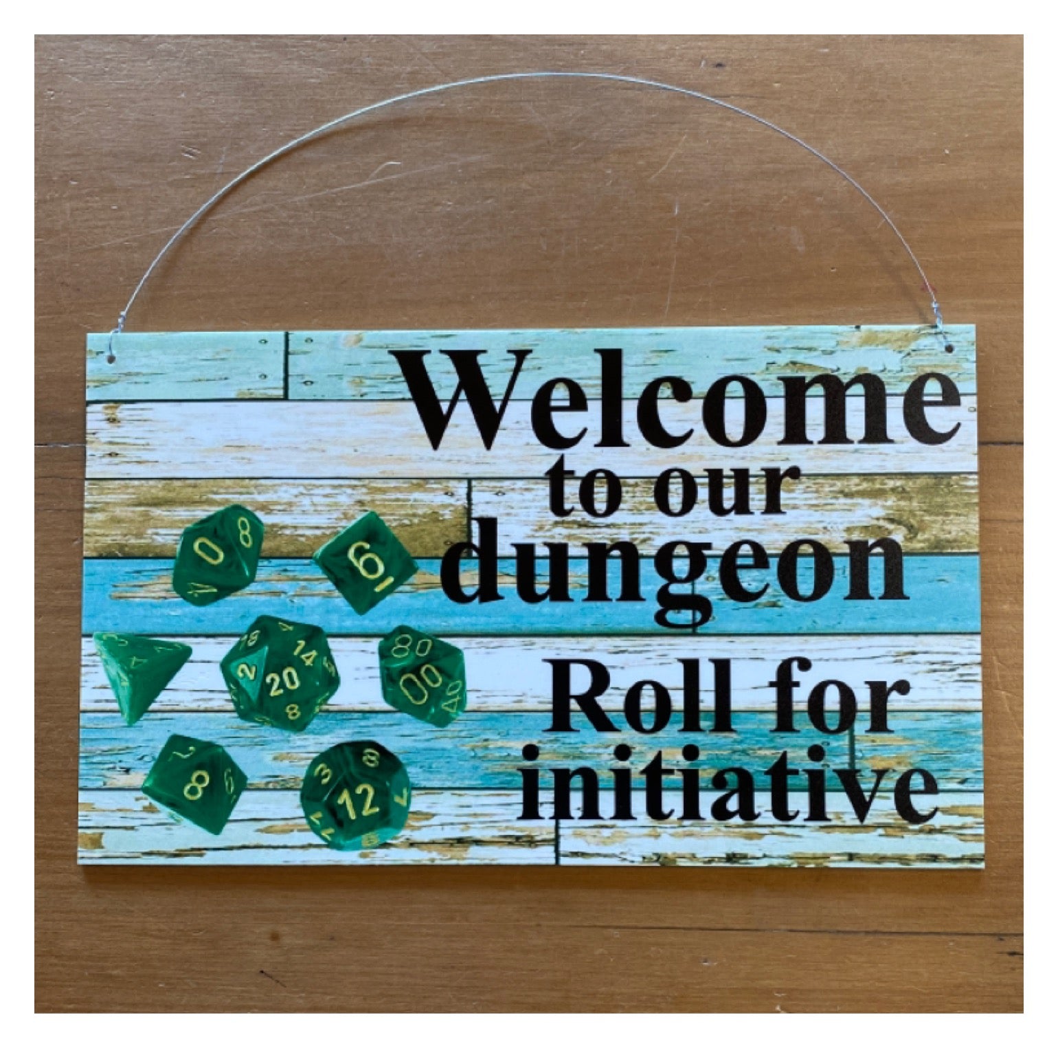 Seven Dice Dungeons Dragons Custom Wording Text Sign - The Renmy Store Homewares & Gifts 