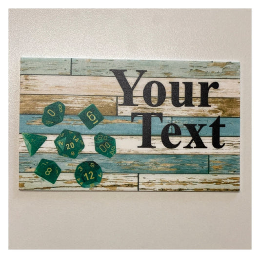 Seven Dice Dungeons Dragons Custom Wording Text Sign