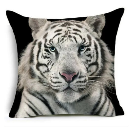 Cushion Cover Tiger Wild White - The Renmy Store Homewares & Gifts 