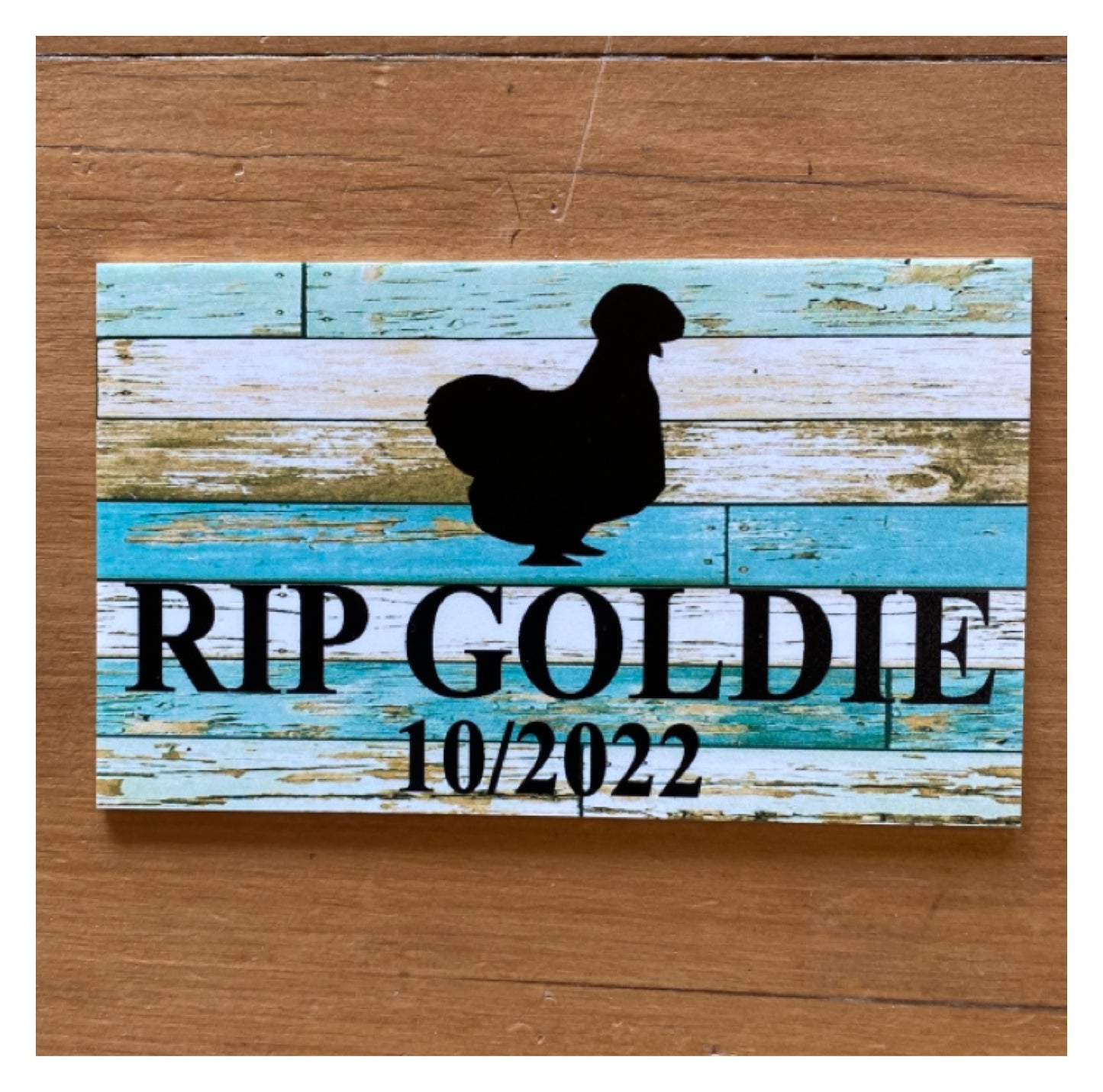 Silkie Chicken Custom Personalised Sign Rustic Blue - The Renmy Store Homewares & Gifts 