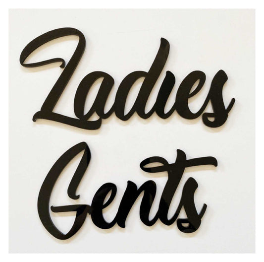 Gents Ladies Door Word Acrylic Wall Art Vintage