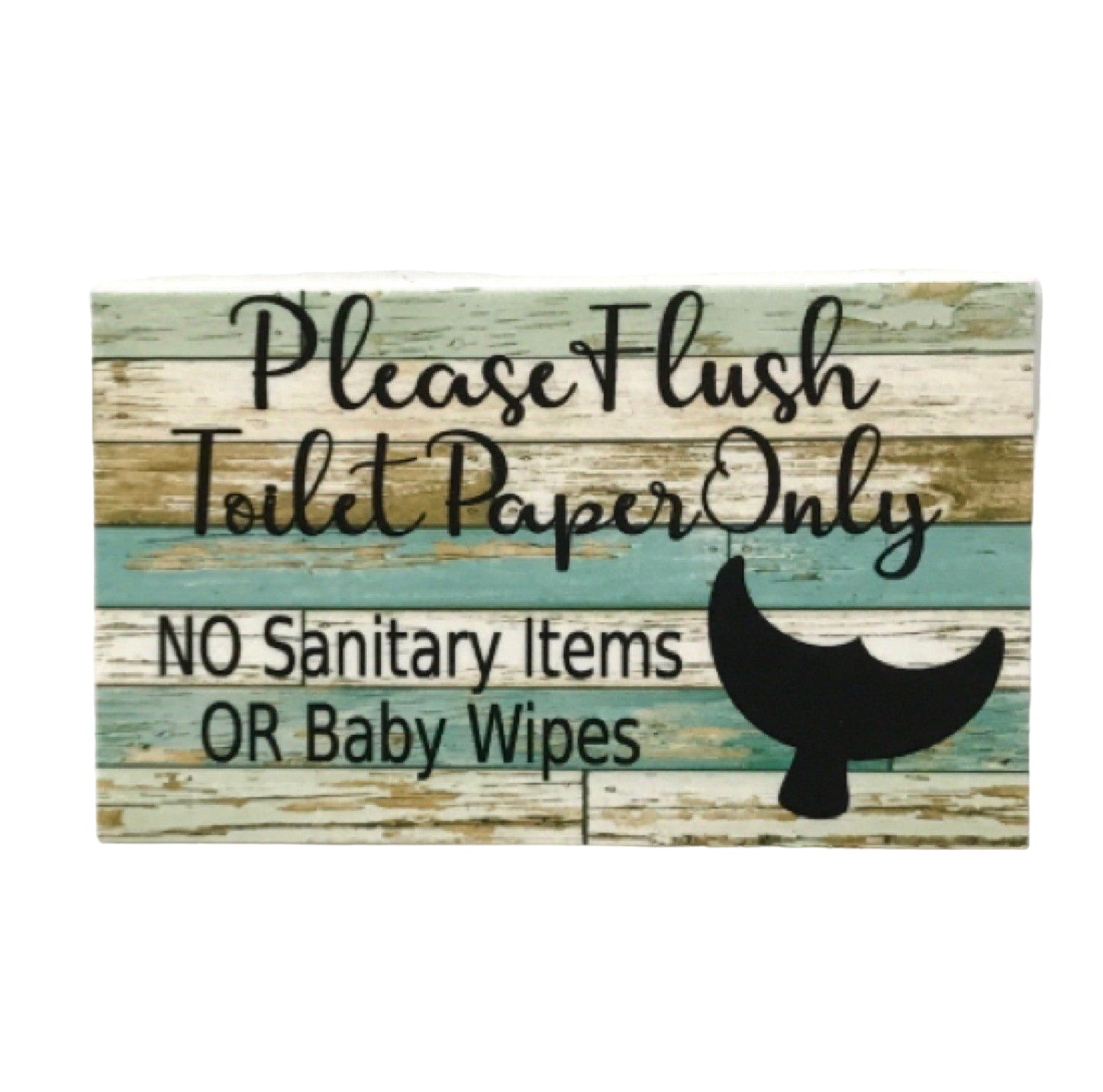 Toilet Paper Only No Sanitary Baby Wipes Whale Blue Sign - The Renmy Store Homewares & Gifts 