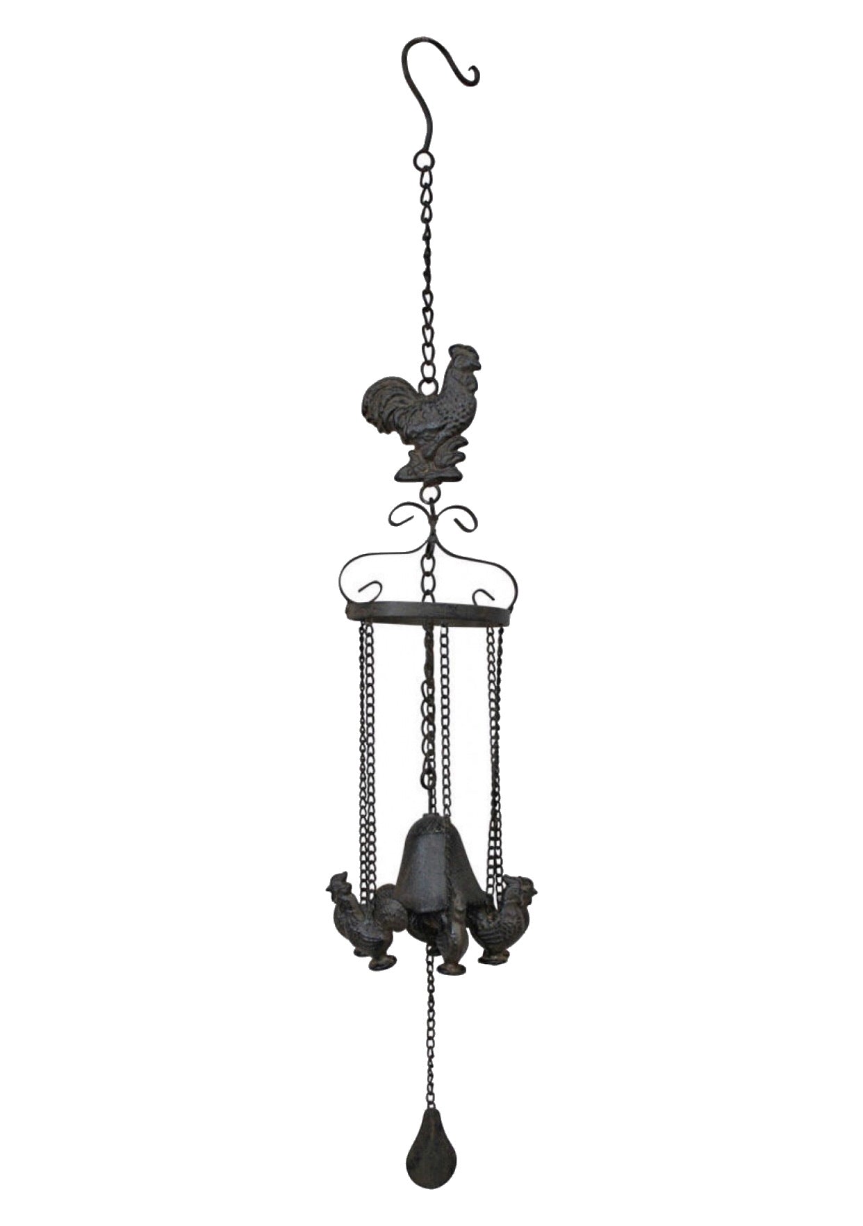 Wind Chime Bell Cast Iron Rooster Chicken Hanging