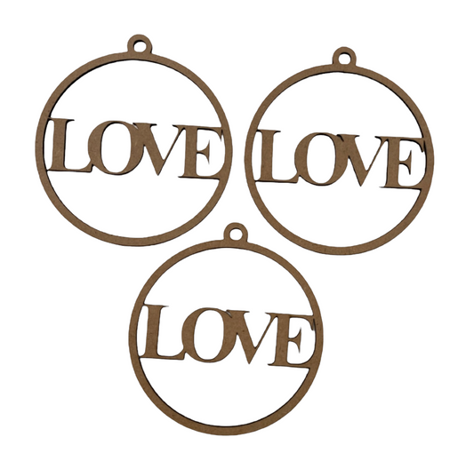 Love Hanging Decoration Set of 3 DIY Raw MDF Timber Art - The Renmy Store Homewares & Gifts 
