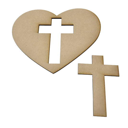 Heart & Cross MDF Shape DIY Raw Cut Out Art Craft Decor - The Renmy Store Homewares & Gifts 