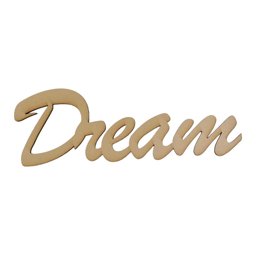 Dream MDF Shape Word Raw Wooden Wall Art - The Renmy Store Homewares & Gifts 