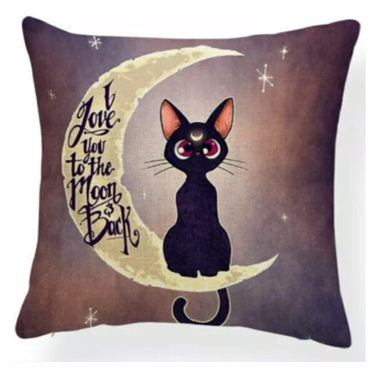 Cushion Cover Cat Moon Kitty - The Renmy Store Homewares & Gifts 