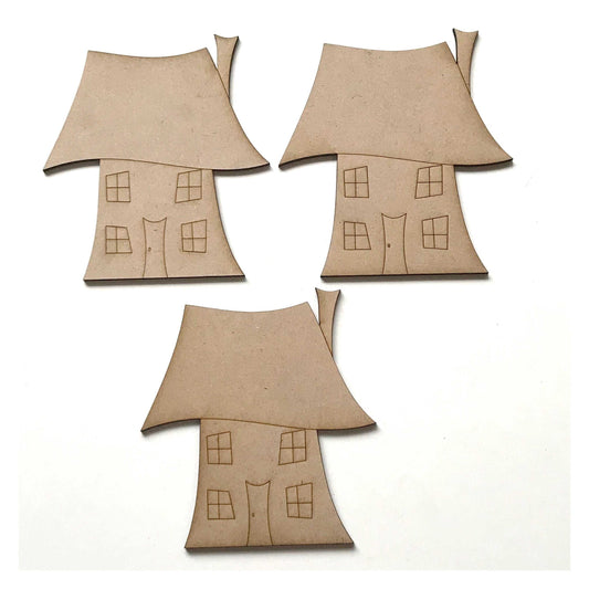 House Houses Home Set of 3 Kids Cartoon Raw MDF DIY Craft