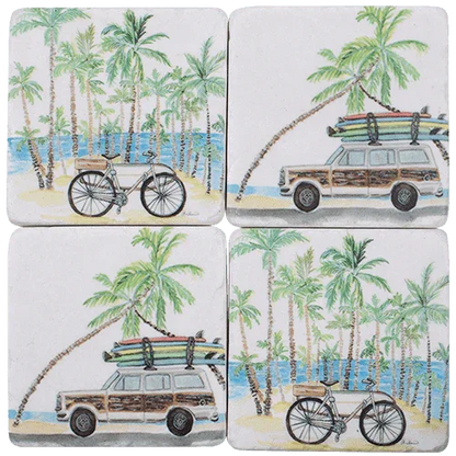 Coastal Beach Surf Coaster Set of 4 - The Renmy Store Homewares & Gifts 