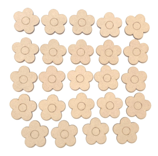 Flower Flowers Set of 24 Shape Wooden MDF DIY - The Renmy Store Homewares & Gifts 