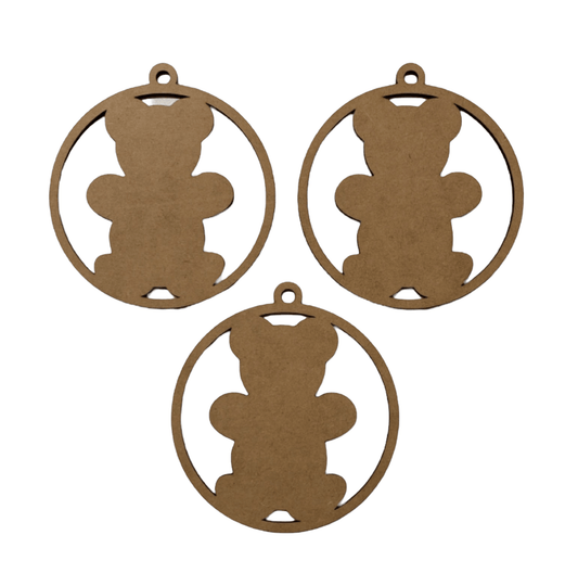 Bear Hanging Decoration x 3 DIY MDF Timber Art - The Renmy Store Homewares & Gifts 