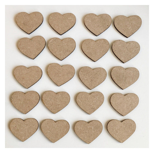 Heart Hearts Set of 20 MDF Timber DIY Raw Craft