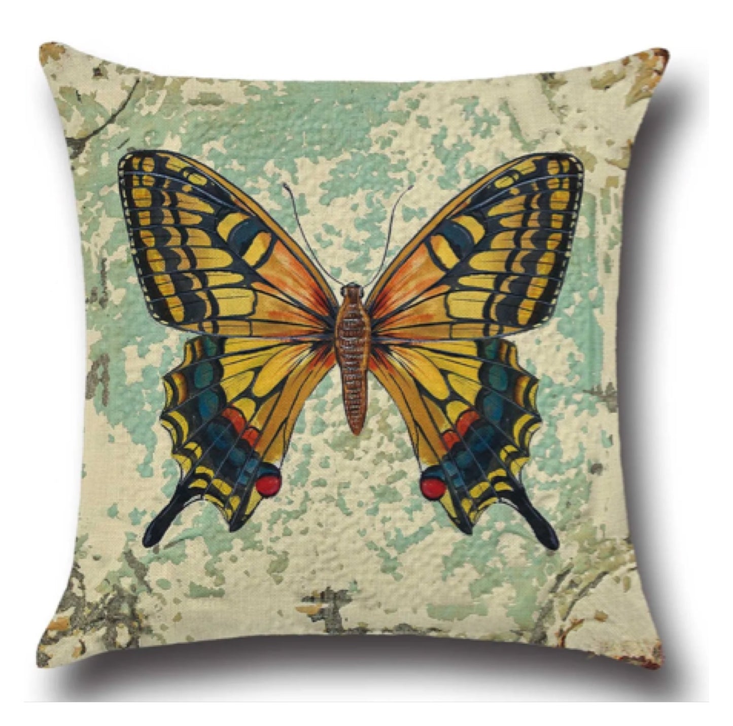 Cushion Pillow Cover Butterfly Garden Yellow