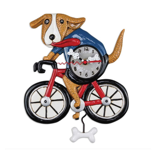 Clock Wall Dog Bicycle Funky Retro