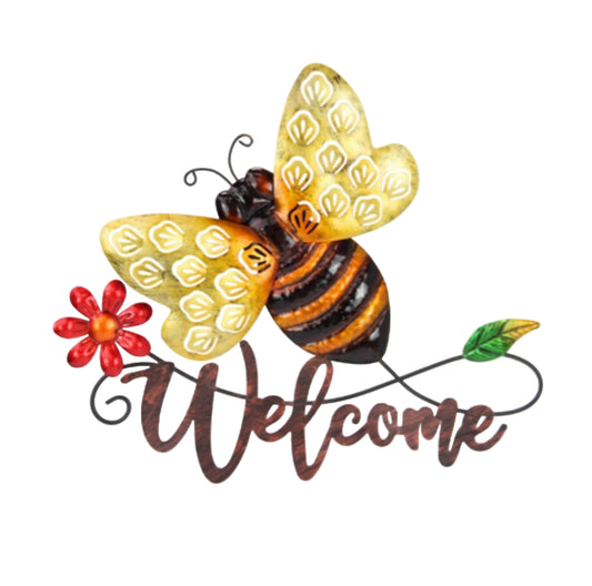 Welcome Bee Metal Garden Wall Art Décor - The Renmy Store Homewares & Gifts 