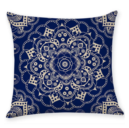 Cushion Blue Floral Aztec Pattern - The Renmy Store Homewares & Gifts 