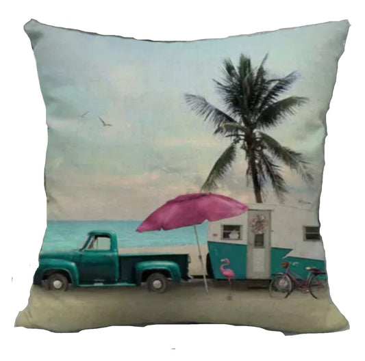 Cushion Cover Caravan Beach Vibes - The Renmy Store Homewares & Gifts 