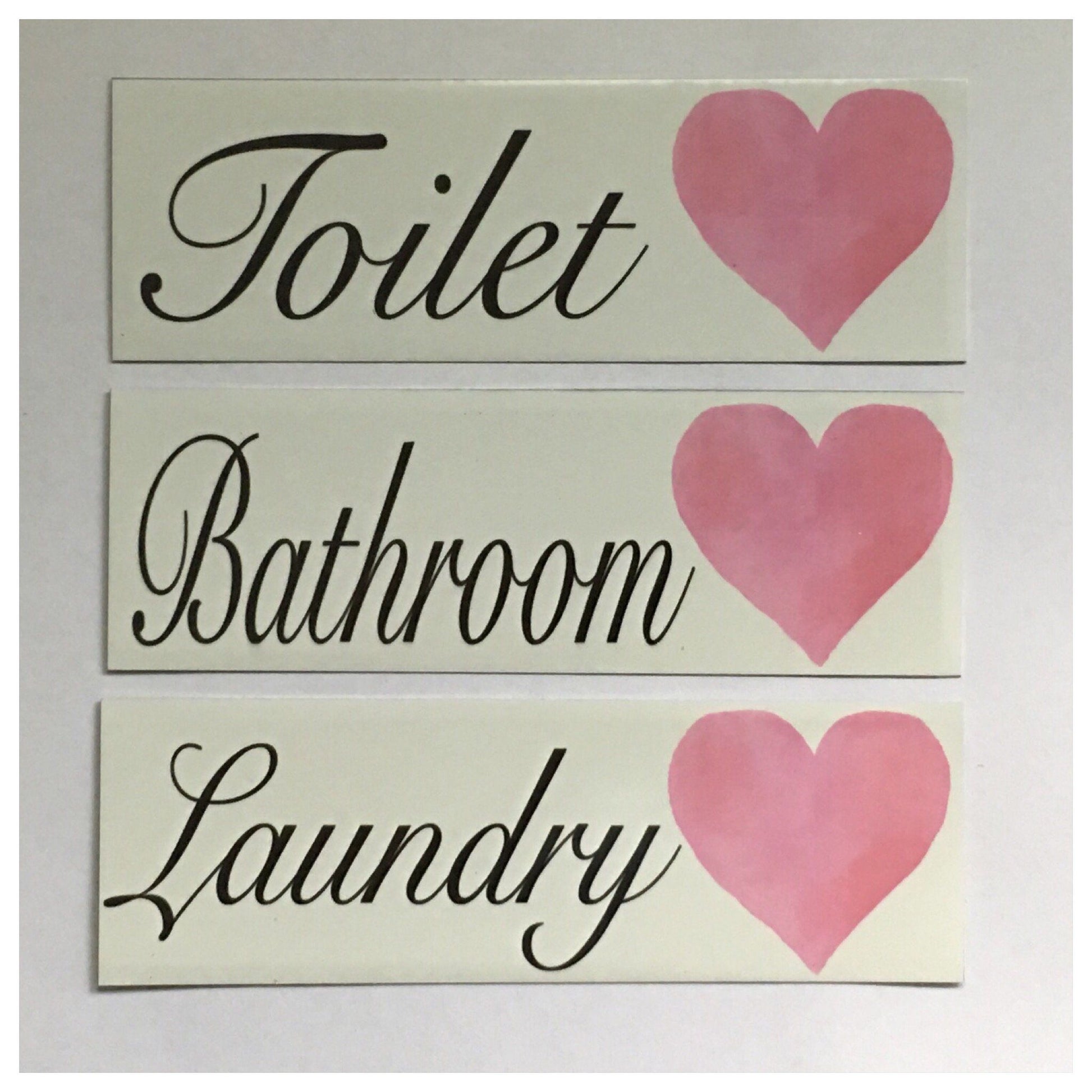 Pink Heart Door Room Sign Toilet Laundry Bathroom