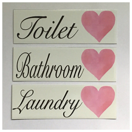Pink Heart Door Room Sign Toilet Laundry Bathroom