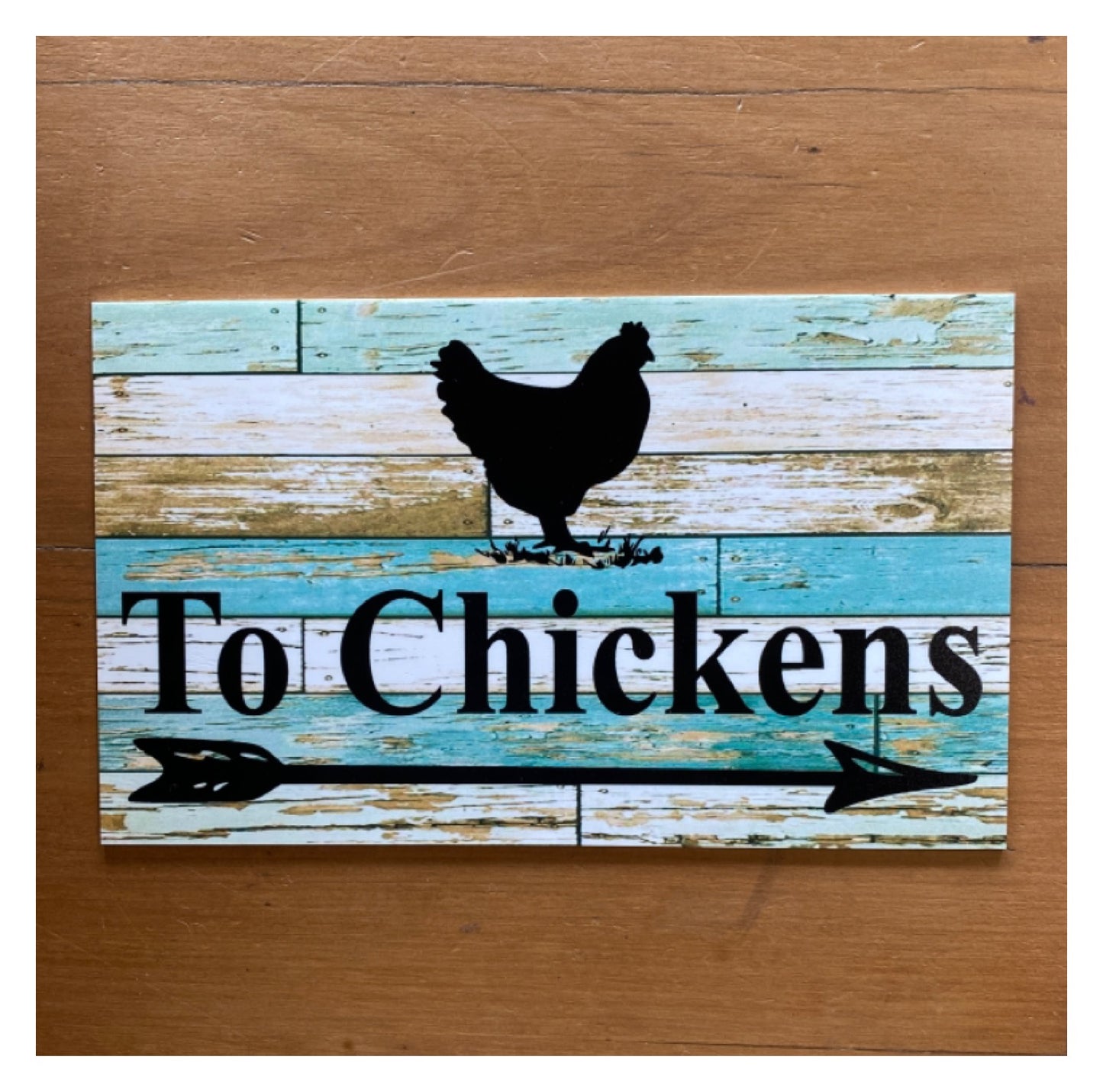 Chicken Hen Custom Personalised Sign Rustic Blue