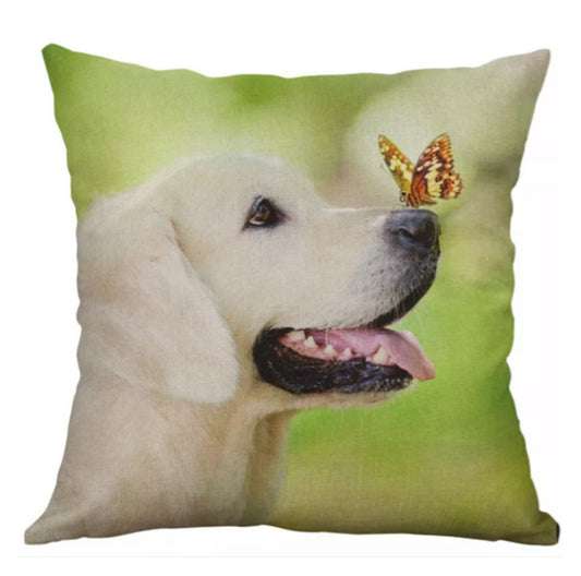 Cushion Pillow Dog White Butterfly Love - The Renmy Store Homewares & Gifts 