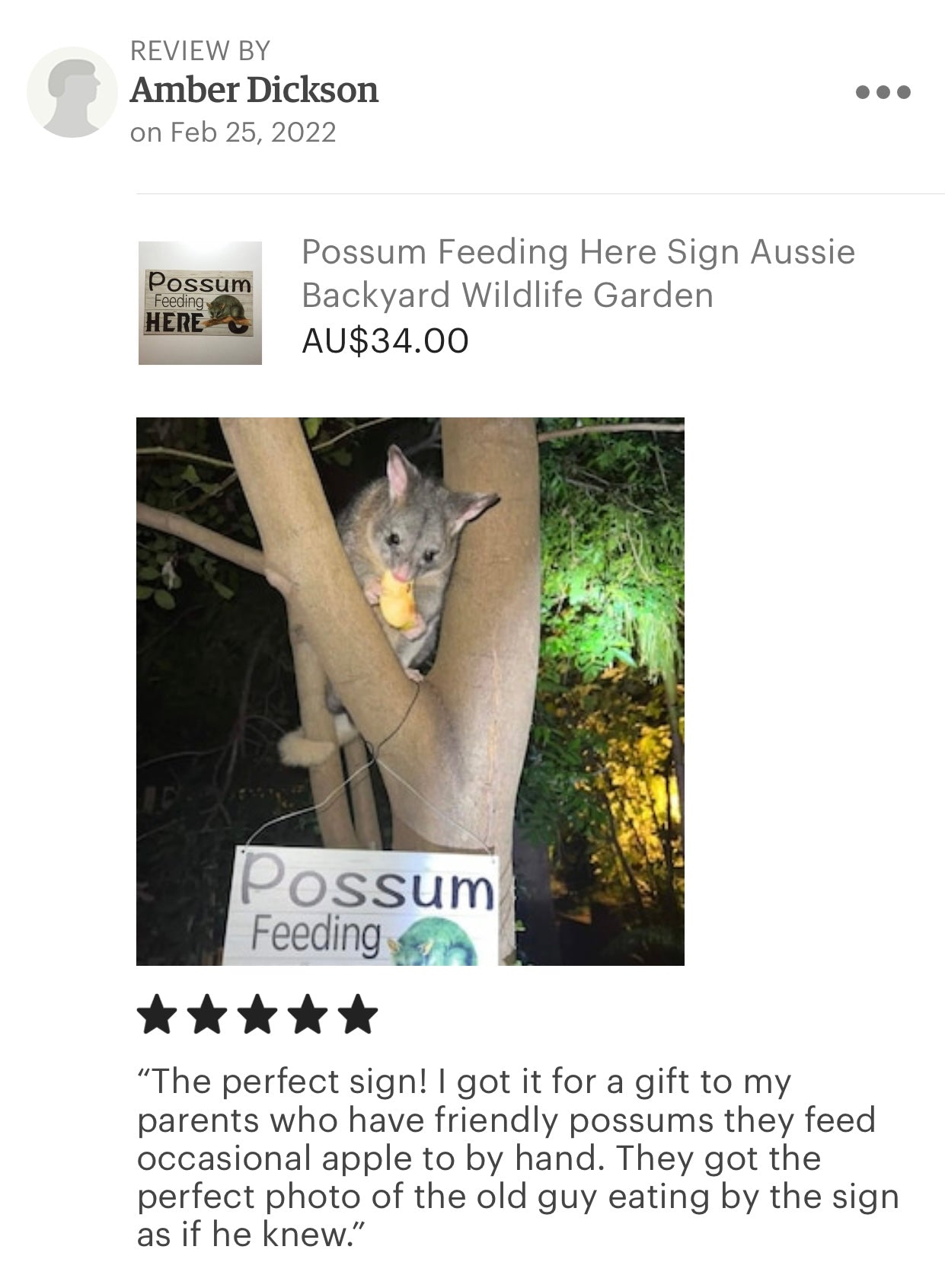 Possum Feeding Here Sign - The Renmy Store Homewares & Gifts 