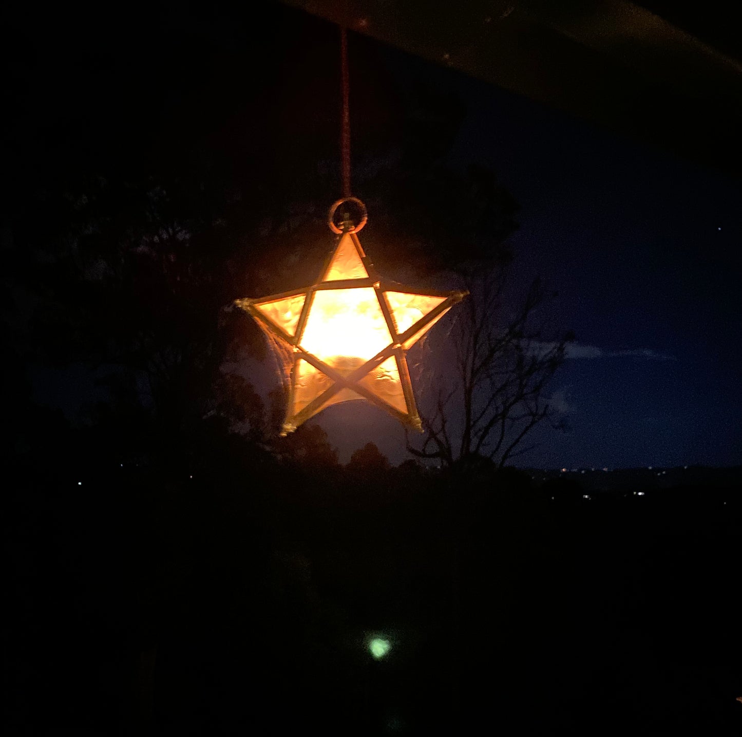 Candle Lantern Hanging Star Gold