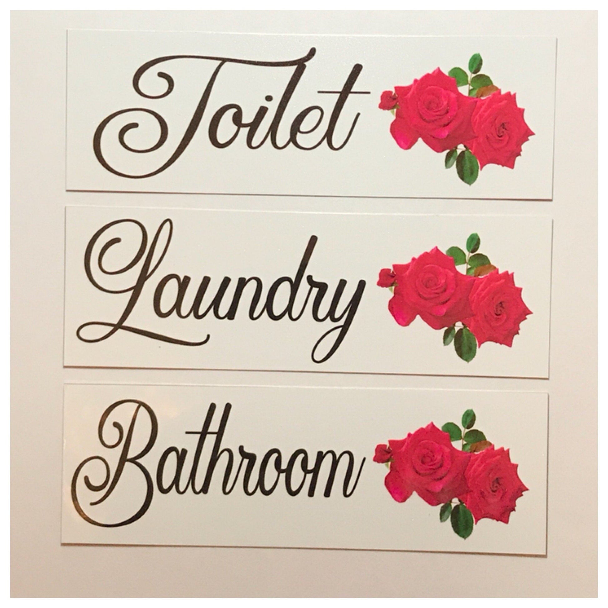 Red Rose Door Room Sign Toilet Laundry Bathroom