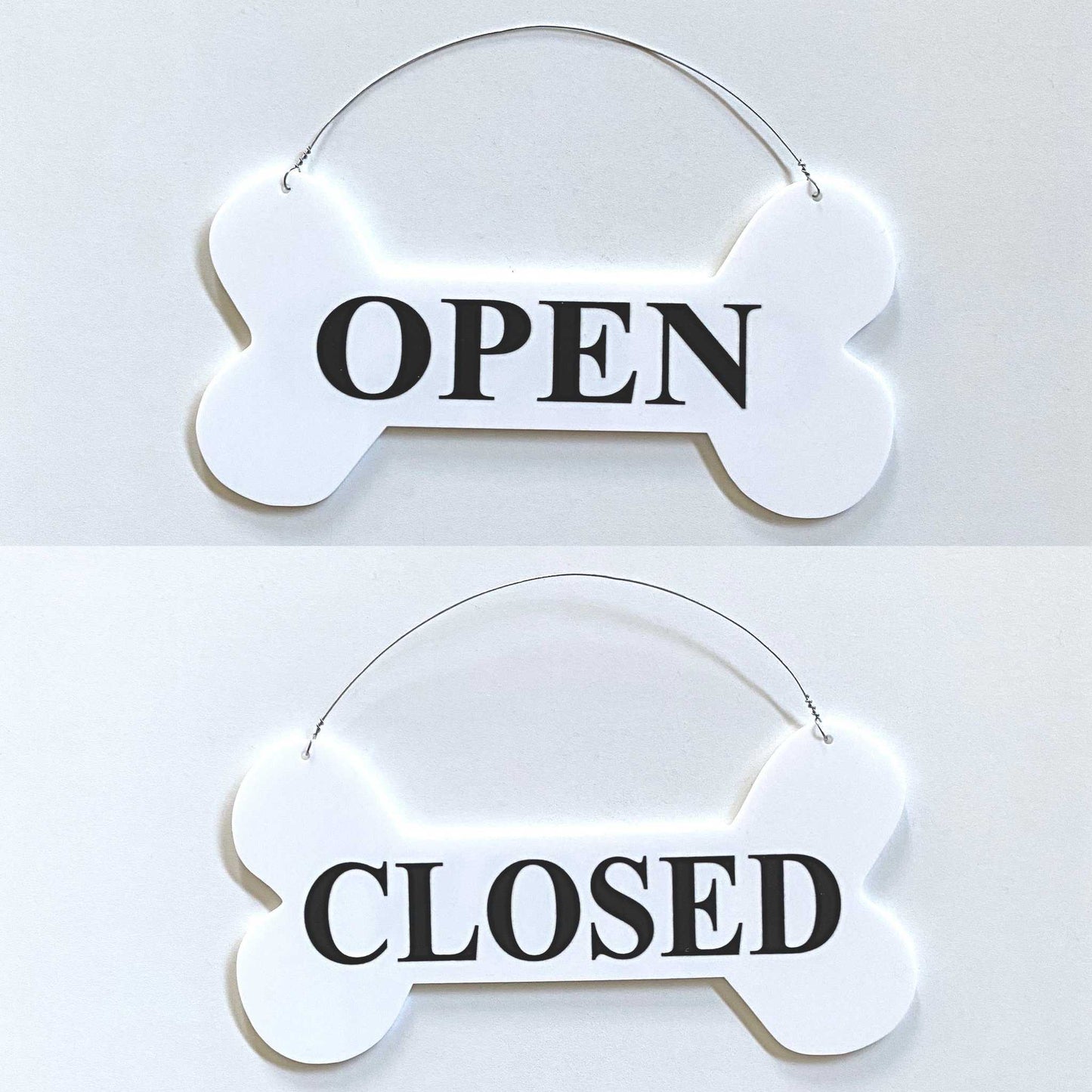 Open Closed Dog Bone Hanging Sign