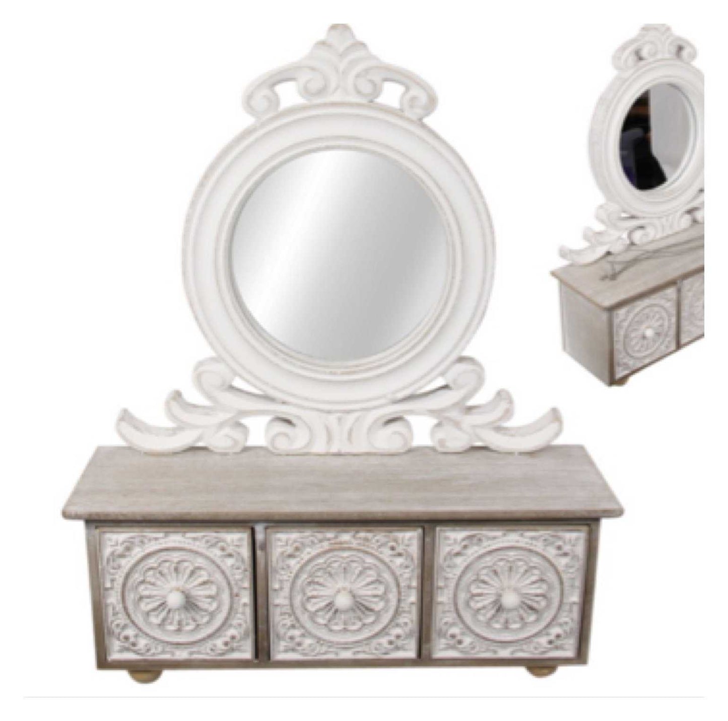 Cabinet Draw French White with Mirror