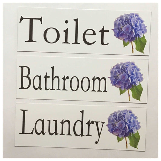 Hydrangea Flower Door Sign Toilet Laundry Bathroom