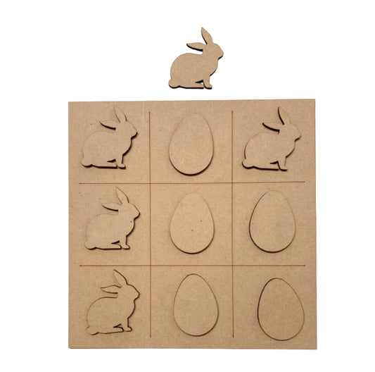 Tic Tac Toe Noughts Crosses Wood DIY Craft Rabbit Egg - The Renmy Store Homewares & Gifts 